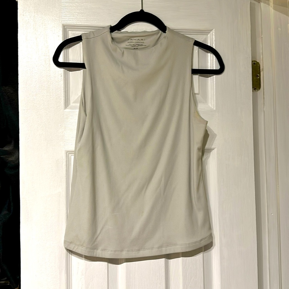 Beige Mock Neck Tahari Modern Essentials Tank Top